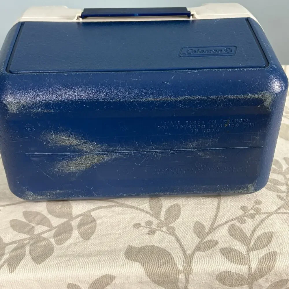 Vintage Coleman Insulated Lunch Box Cooler Blue White Model 903 USA